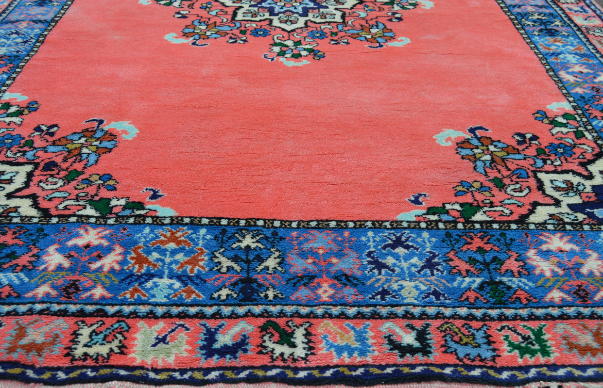 HandKnotted Wool Peach/Blue Area Rug & Reviews Perigold